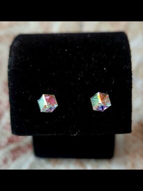 Tocara Iridescent Cube Stud Earrings - Multicolor Crystal